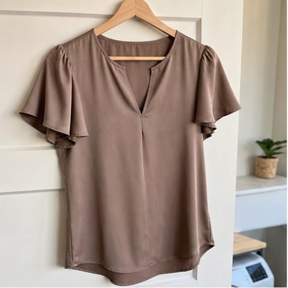 Taupe Puff Sleeve Top